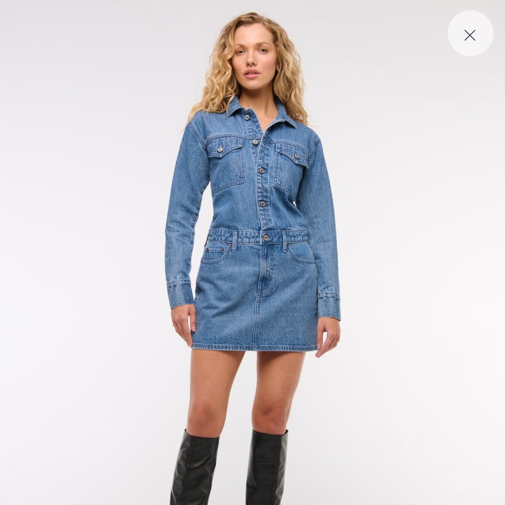 Abercrombie & Fitch Long-Sleeve Denim Shirt Dress